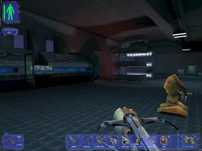 Ảnh chụp màn hình chính thức của Deus Ex trên Steam, thể hiện nhân vật chính JC Denton trong một môi trường cyberpunk tối tăm, với ánh sáng neon và các chi tiết công nghệ cao