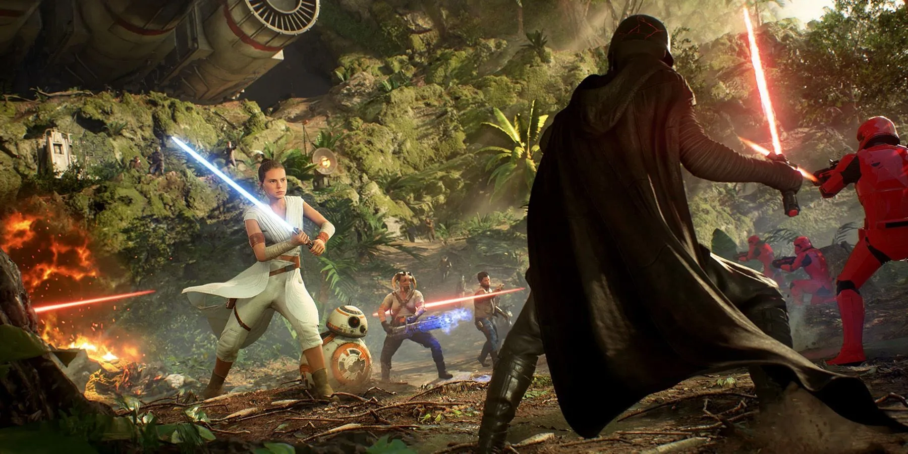 Ảnh chụp màn hình game Star Wars Battlefront 2 bản 2017 với các skin nhân vật mod