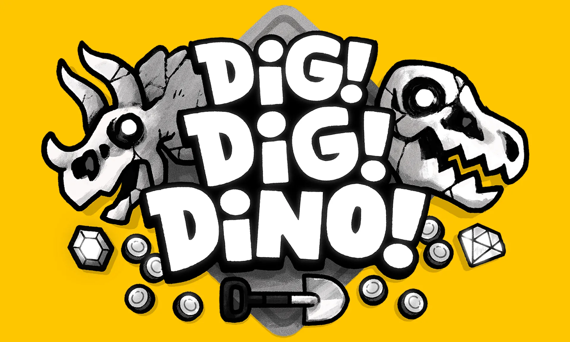 Ảnh quảng bá chính thức của game Dig Dig Dino trên Playdate, một tựa game đào hóa thạch hấp dẫn trong Season 2.