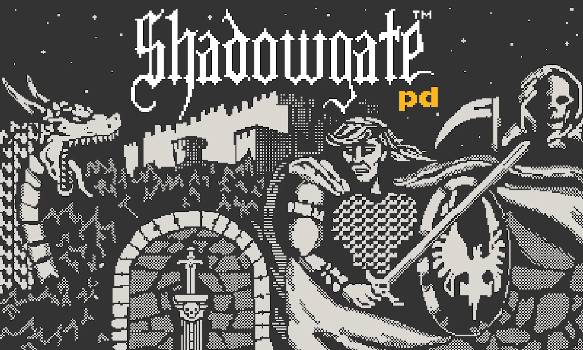 Ảnh quảng bá của Shadowgate PD trên Playdate, một bản chuyển thể game phiêu lưu point-and-click cổ điển trong Season 2.