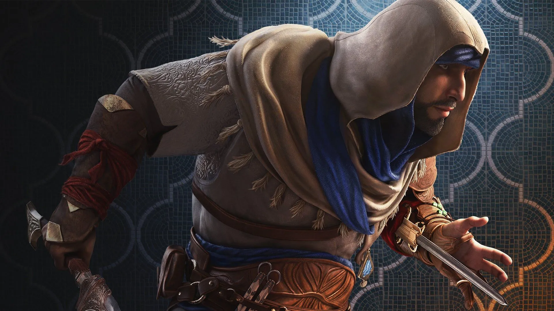 Basim ibn Ishaq di chuyển trên mái nhà ở Baghdad trong Assassin's Creed Mirage
