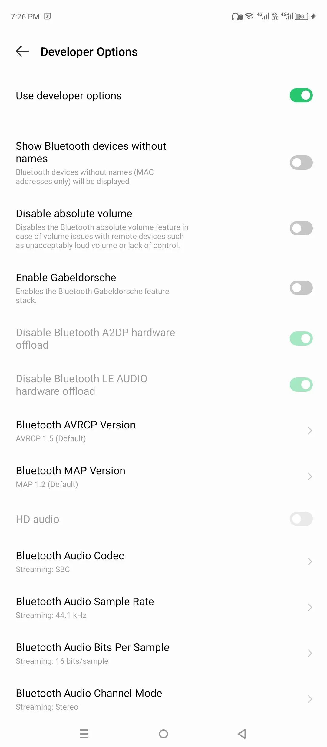 Bật cài đặt Hiển thị thiết bị Bluetooth không tên trên Android.