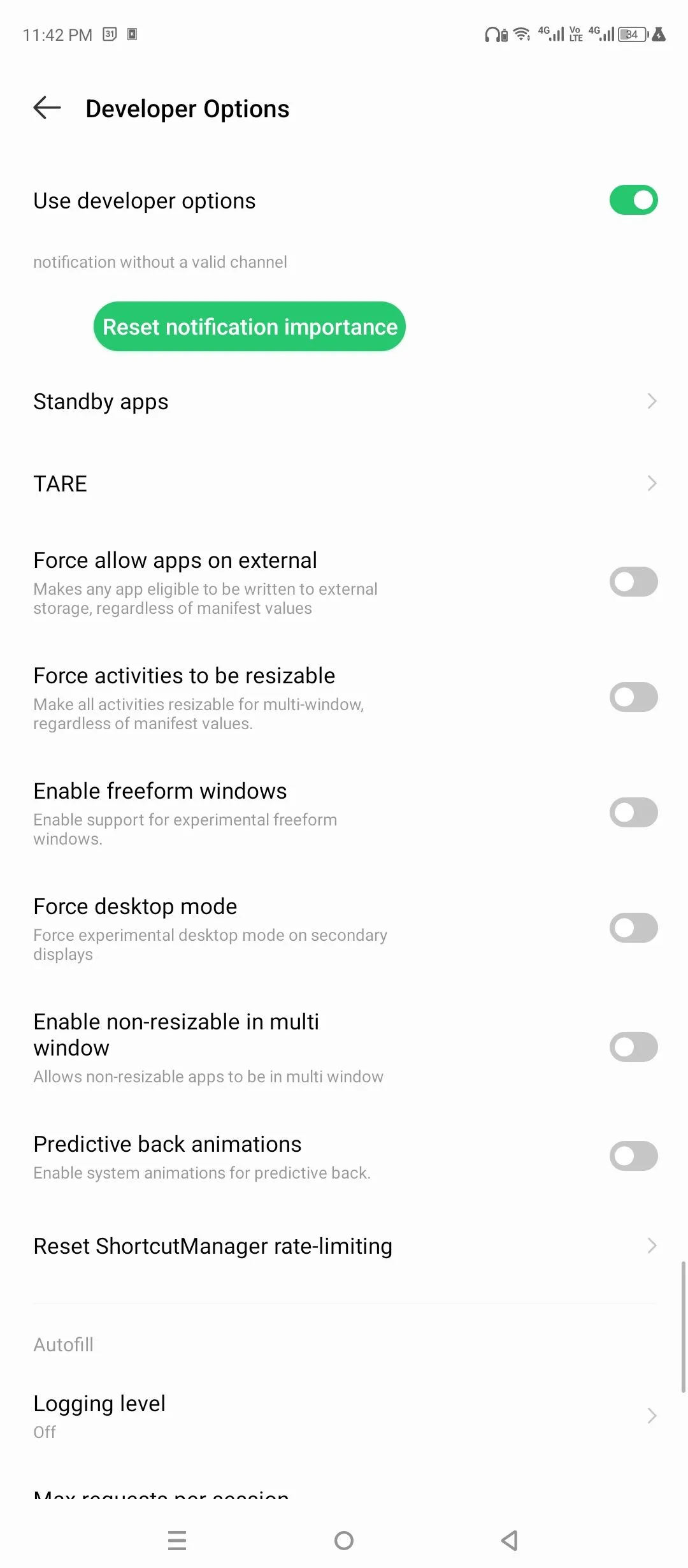 Bật chế độ máy tính để bàn bằng tùy chọn nhà phát triển Android.