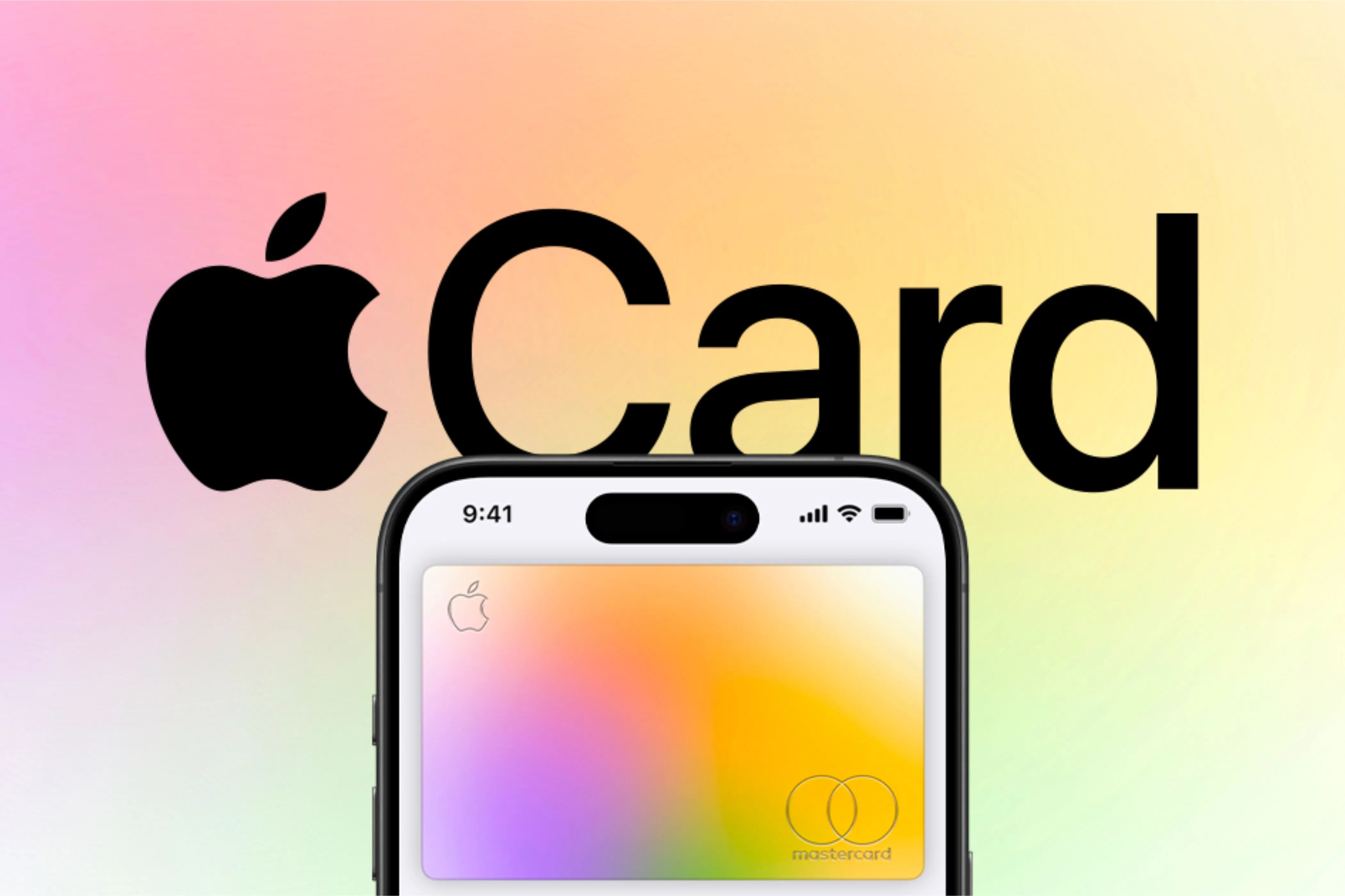 Biểu tượng Apple Card phía sau iPhone có Apple Card trên đó.