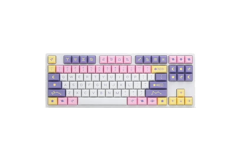 Bộ keycap Drop DSA Astrolokeys với màu sắc pastel và chủ đề chiêm tinh độc đáo, tăng tính thẩm mỹ cho bàn phím.