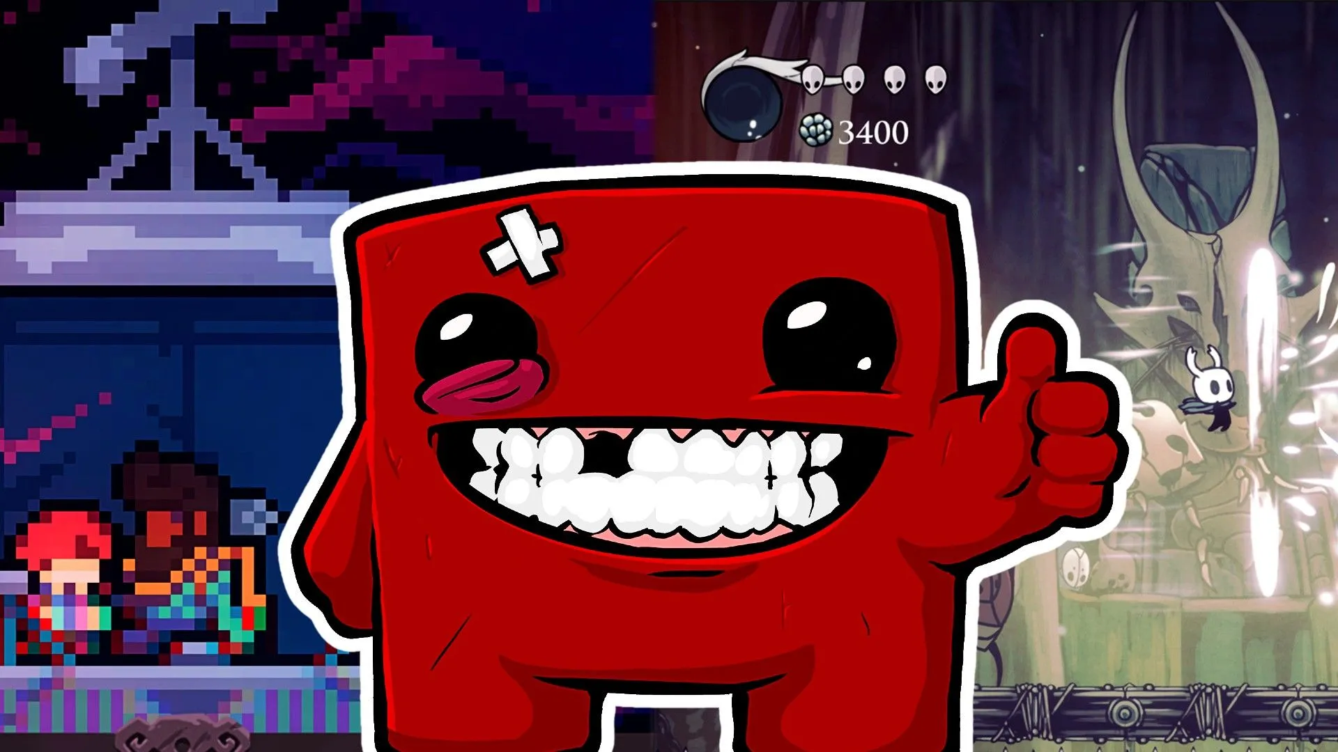 Các nhân vật game indie nổi tiếng như Super Meat Boy, Hollow Knight và Celeste, minh họa sự phổ biến và thành công của game indie trên Android.