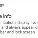 Cài đặt "Hiển thị thông tin trực tiếp" cho ứng dụng trên Android 16, tính năng thông báo theo thời gian thực.
