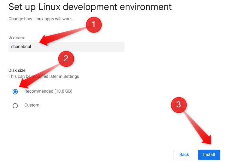 Cài đặt môi trường phát triển Linux và phân bổ dung lượng lưu trữ trên Chromebook.