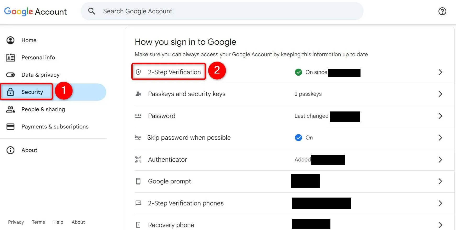 Cài đặt Xác minh 2 bước trong tài khoản Google của bạn