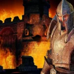 Cận cảnh nhân vật lính gác trong game The Elder Scrolls IV Oblivion với đồ họa được nâng cấp nhờ mod