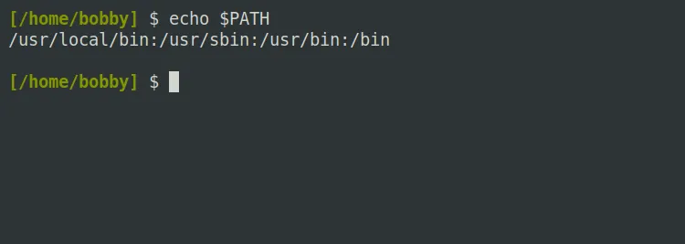 Cấu hình biến môi trường PATH trong Linux, hiển thị danh sách các thư mục mà shell sẽ tìm kiếm lệnh.