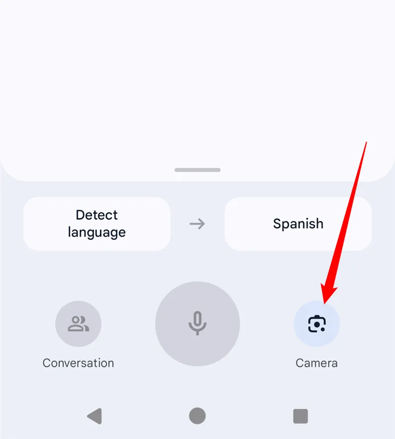Chạm vào biểu tượng Camera trong Google Dịch