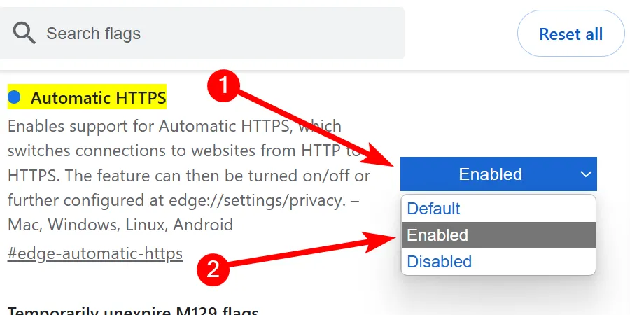 Cờ kích hoạt HTTPS tự động trong Microsoft Edge