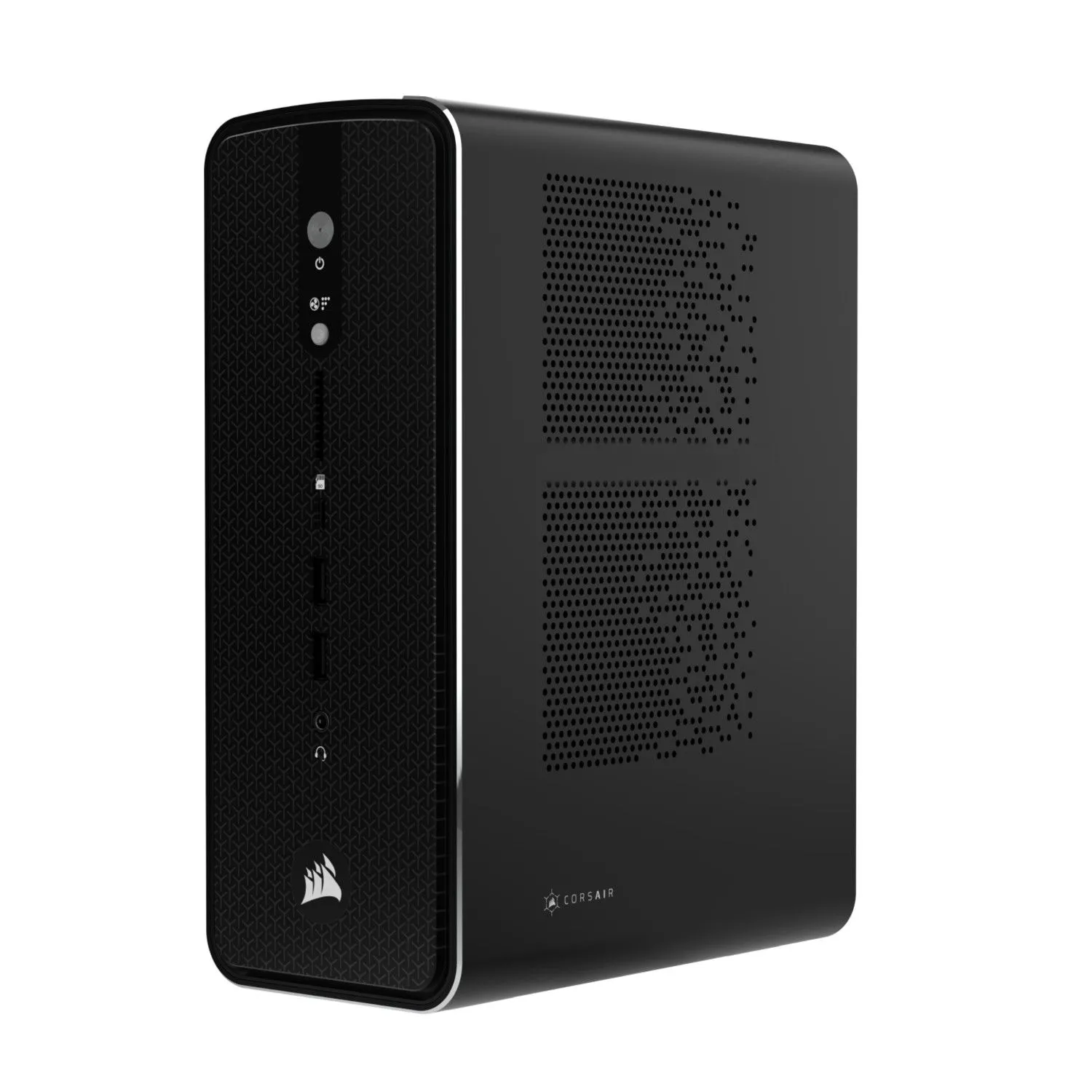Corsair AI Workstation 300 với thiết kế tối giản, đặt gọn gàng trên nền trắng, thể hiện sự nhỏ gọn của máy trạm AI.
