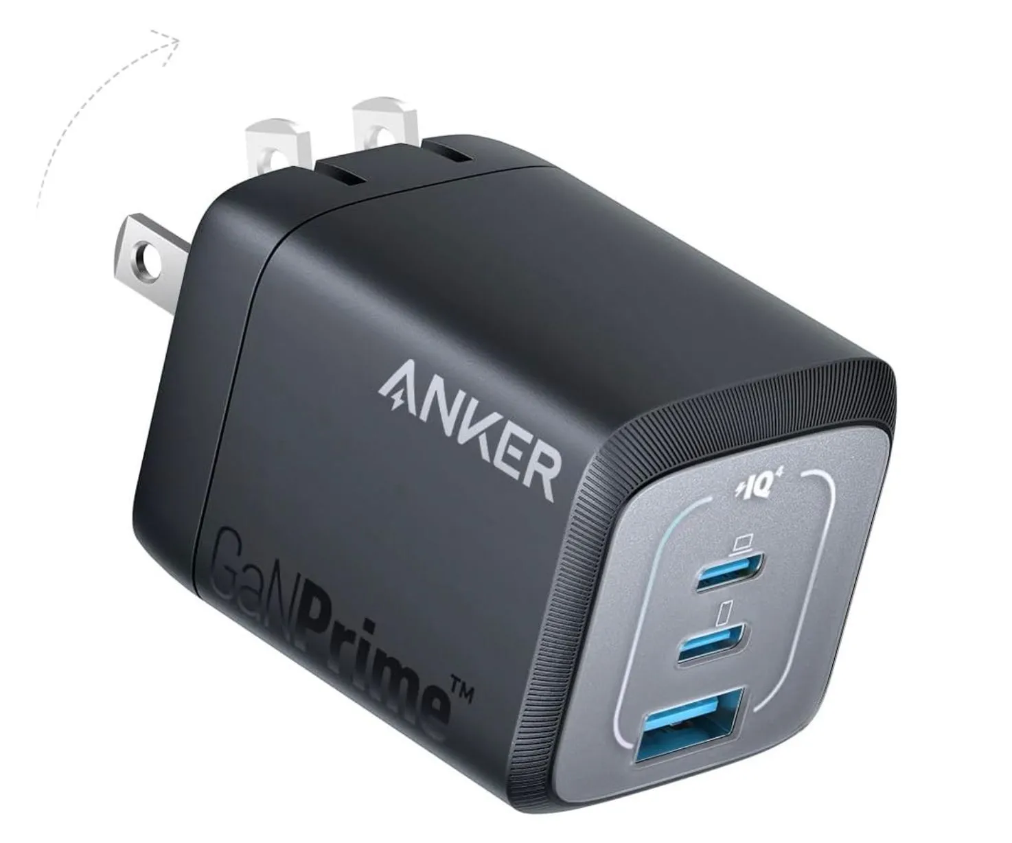 Củ sạc Anker Prime 67W USB-C với ba cổng sạc, chân gập tiện lợi