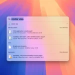Cửa sổ tìm kiếm Spotlight trên màn hình nền macOS