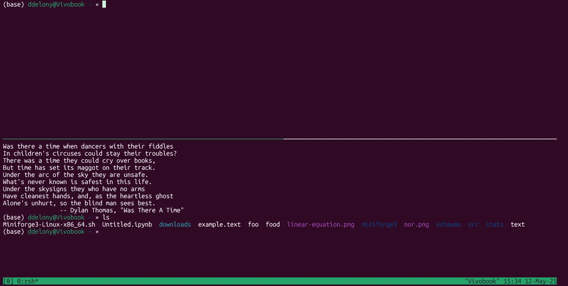 Cửa sổ tmux được chia ngang thành hai panel, minh họa khả năng đa nhiệm và sắp xếp không gian làm việc hiệu quả.