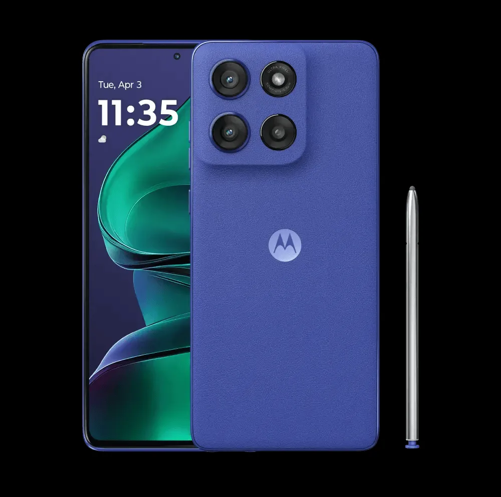 Điện thoại Motorola Moto G Stylus (2025) màu xanh nổi bật.