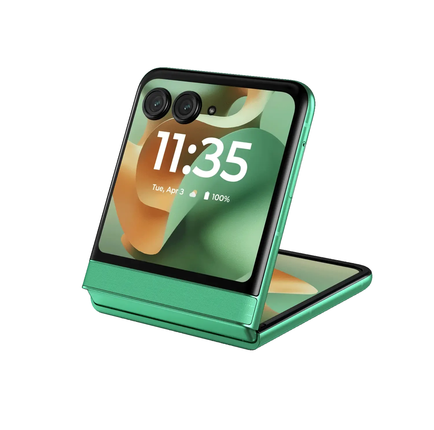 Điện thoại Motorola Razr 2025 gập lại, hiển thị màn hình phụ nhỏ gọn, phù hợp cho việc viết không phân tâm