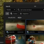 Giao diện bảng tìm kiếm trong Premiere Pro hiển thị tùy chọn tìm kiếm trực quan được chọn.
