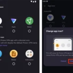 Giao diện cài đặt cho phép ẩn biểu tượng ứng dụng Proton VPN trên thiết bị Android, giúp người dùng duy trì quyền riêng tư.