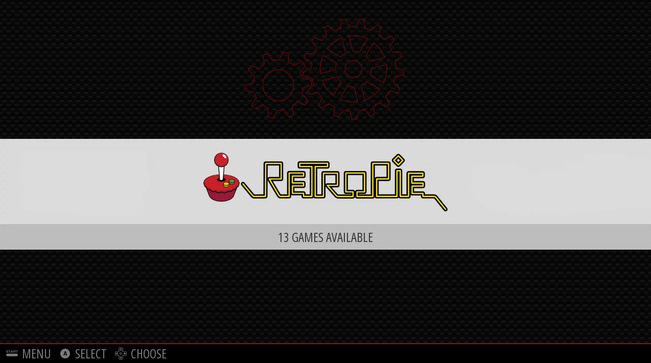 Giao diện chính của RetroPie hiển thị các tùy chọn game retro trên Raspberry Pi