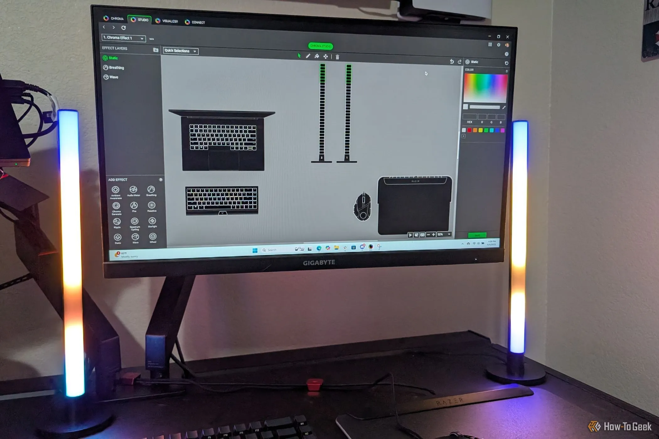 Giao diện Chroma Studio của Razer giúp tùy chỉnh ánh sáng Razer Aether Light Bars chi tiết
