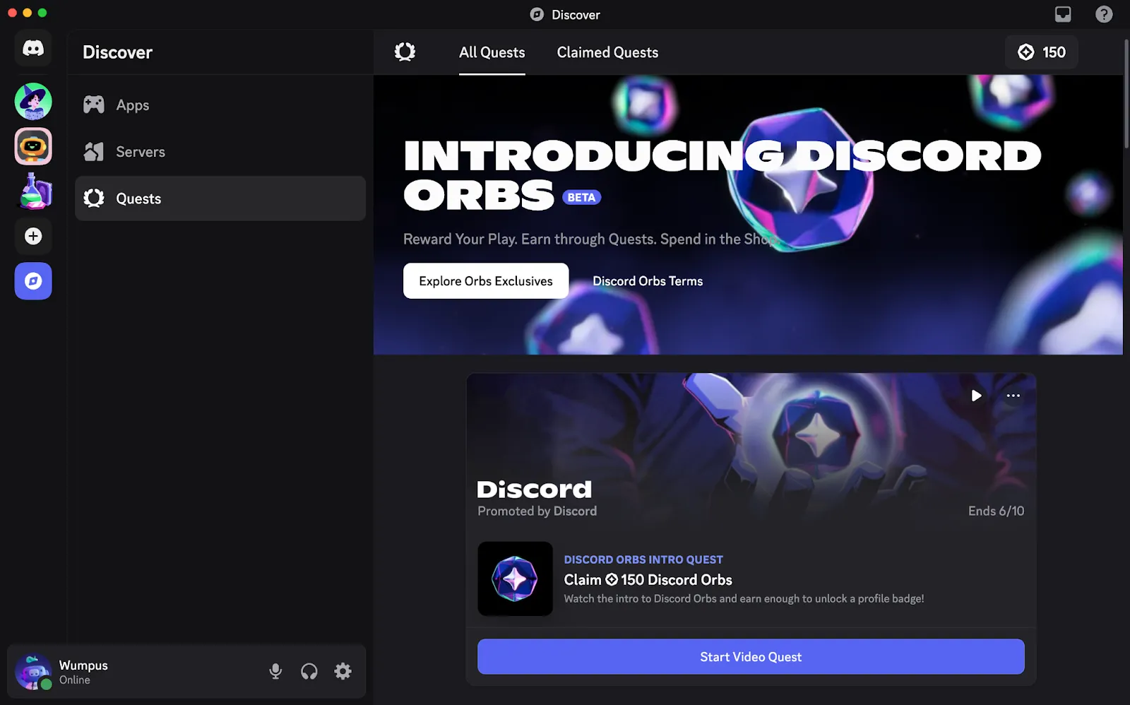 Giao diện Discord Shop với các vật phẩm có thể mua bằng Discord Orbs, bao gồm huy hiệu và gói Nitro 3 ngày.