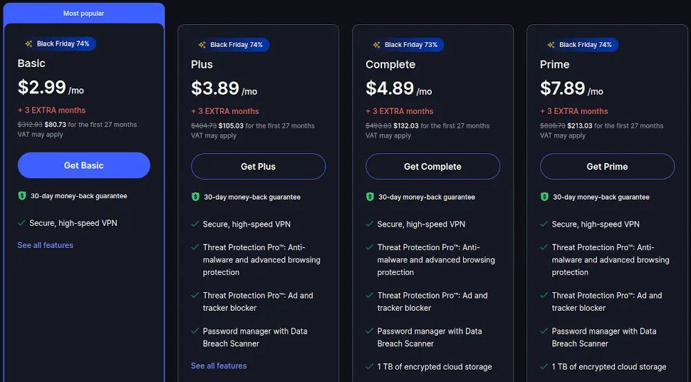 Giao diện hiển thị giá gói NordVPN hai năm