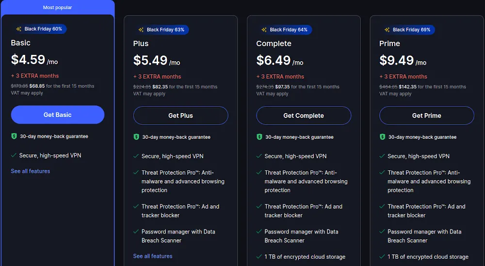 Giao diện hiển thị giá gói NordVPN một năm