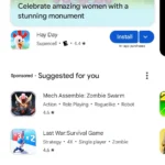 Giao diện tab trò chơi trên Google Play Store.