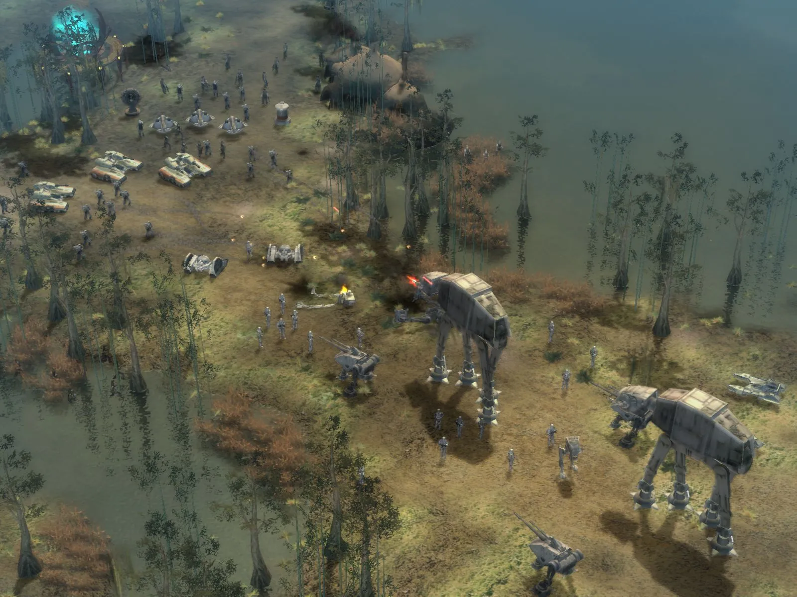 Giao diện trận chiến không gian trong game Star Wars Empire at War, thể hiện quy mô và tính chiến thuật của các trận đánh lớn.