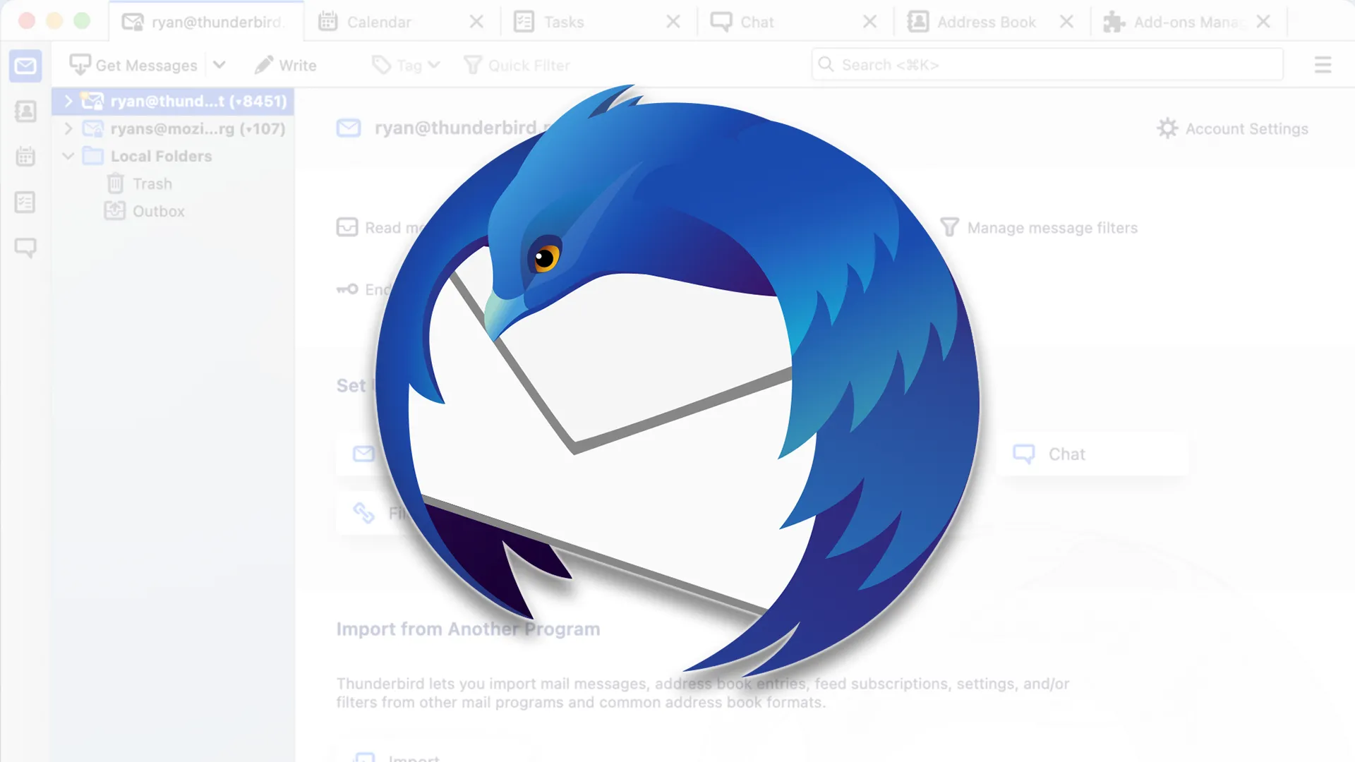 Giao diện trình duyệt web Mozilla Thunderbird