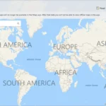 Giao diện ứng dụng Windows Maps hiển thị cảnh báo về việc gỡ bỏ tính năng bản đồ ngoại tuyến