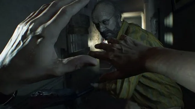 Góc nhìn thứ nhất đáng sợ trong Resident Evil 7, minh họa lối chơi kinh dị sinh tồn.
