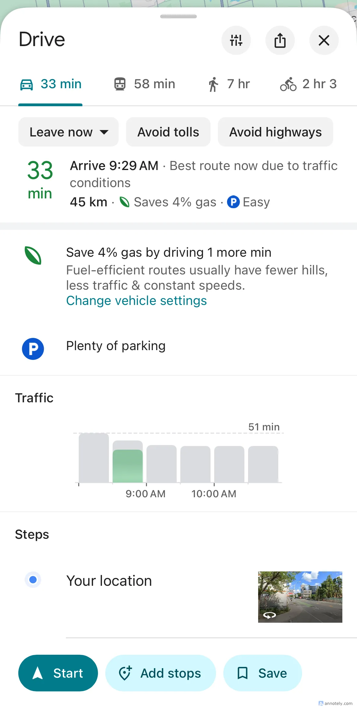 Google Maps đề xuất tuyến đường tiết kiệm nhiên liệu giúp tối ưu chi phí di chuyển