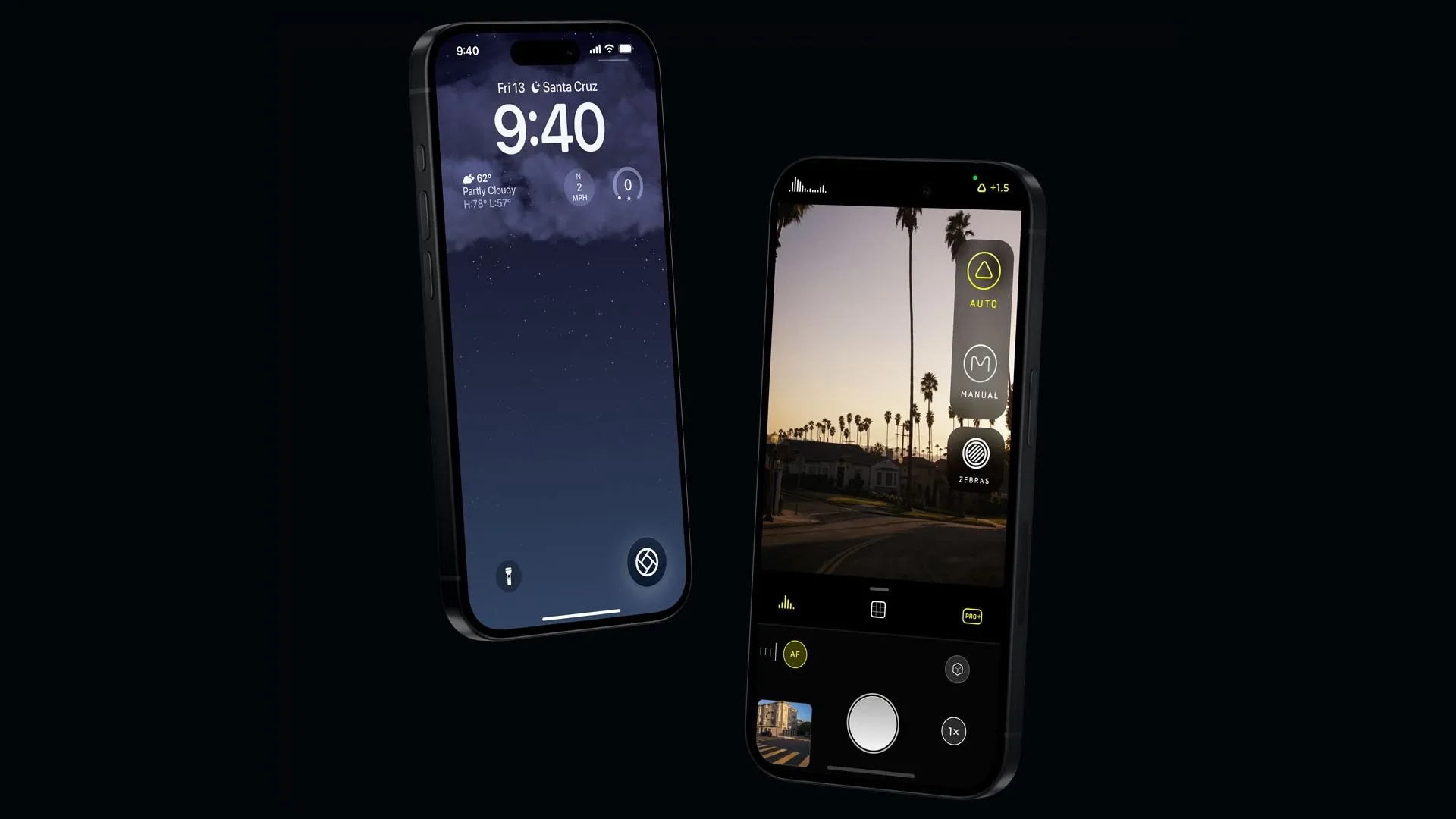 Hai iPhone trình diễn giao diện và tính năng mới của ứng dụng Halide Mark III.