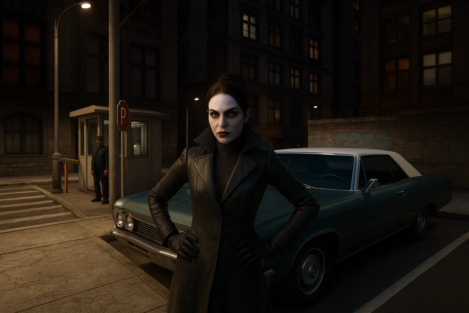 Hình ảnh AI concept về một bản remake của Vampire: The Masquerade – Bloodlines, với đồ họa chân thực, chi tiết khuôn mặt nhân vật sắc nét và ánh sáng trong môi trường đô thị hiện đại, mang đến cảm giác rùng rợn hơn