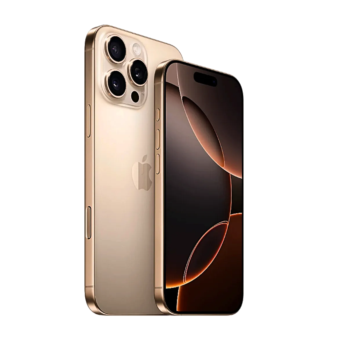 Hình ảnh điện thoại iPhone 16 Pro màu titan đặt nghiêng, thể hiện thiết kế cao cấp và khả năng tương thích sạc không dây.