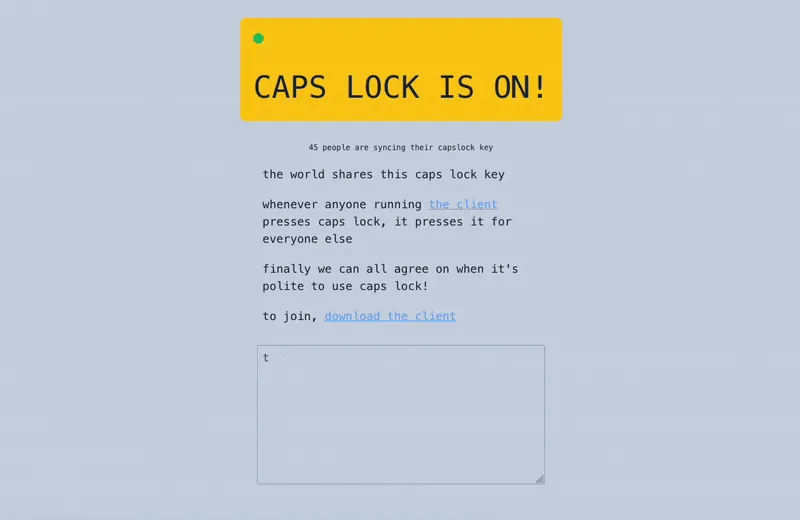 Hình ảnh động minh họa hoạt động của Global Capslock Key trên website, hiển thị chữ được gõ với trạng thái Caps Lock thay đổi đồng bộ.