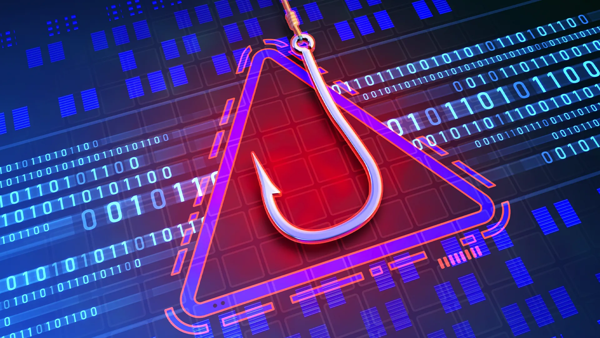 Hình ảnh minh họa cuộc tấn công lừa đảo (phishing) dưới dạng lưỡi câu nhử dữ liệu cá nhân.