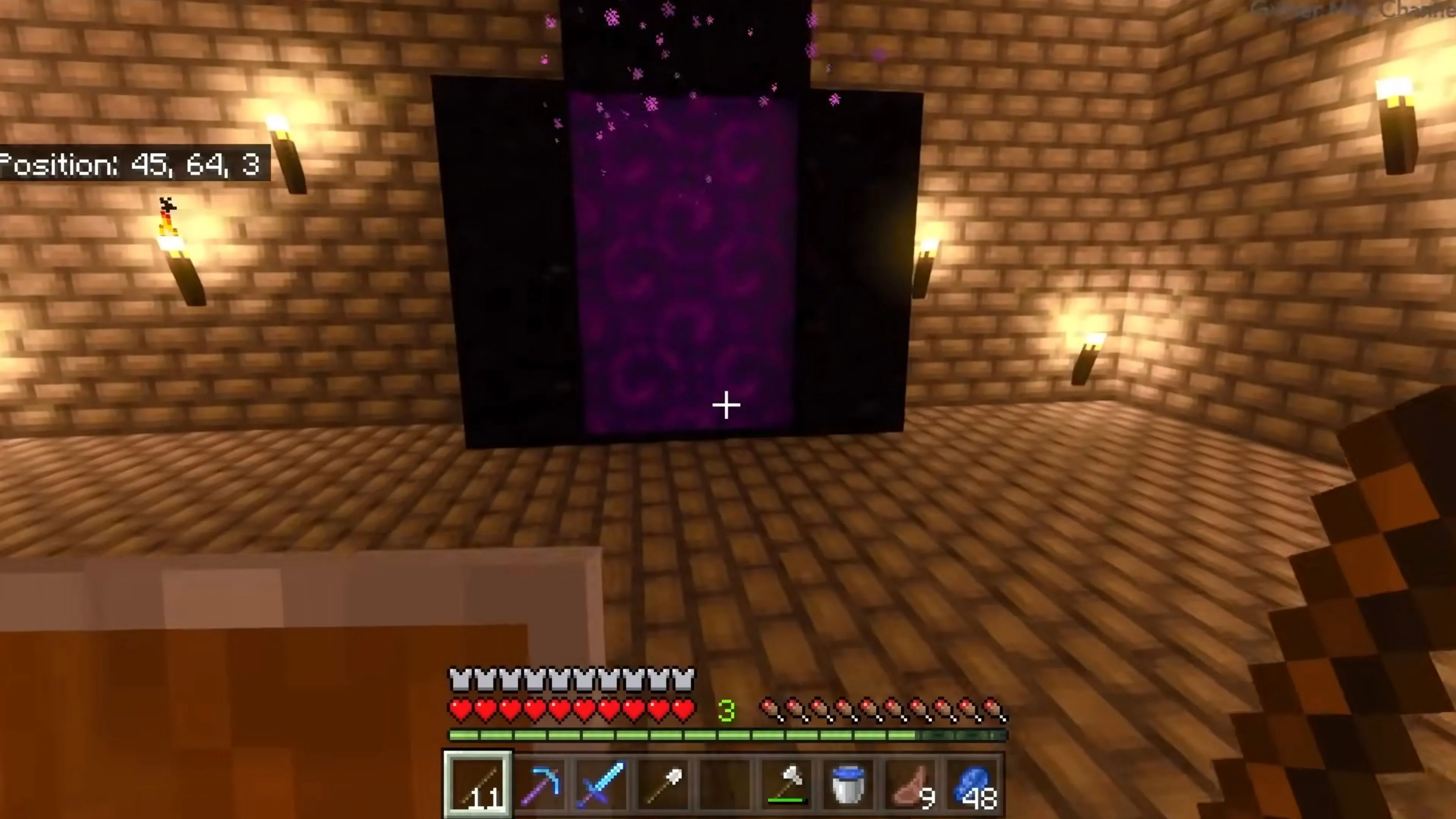 Hình ảnh người chơi đang đào mỏ dưới lòng đất trong Minecraft