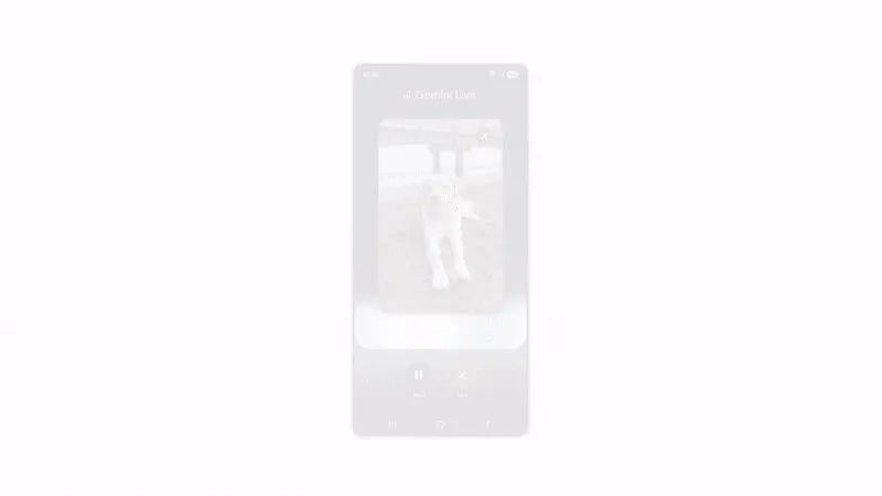 Hoạt động của Gemini Live hiển thị khả năng tương tác bằng giọng nói và đa phương tiện với hình ảnh trên giao diện điện thoại Samsung Galaxy.