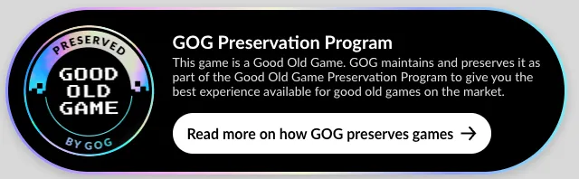 Huy hiệu chính thức của Chương trình Bảo tồn GOG, biểu tượng cam kết duy trì game cổ.