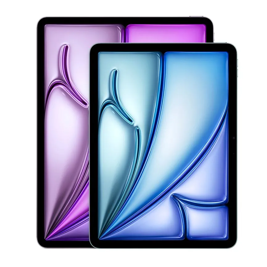 iPad Air M3 màu xám không gian đặt nghiêng, thể hiện thiết kế mỏng nhẹ