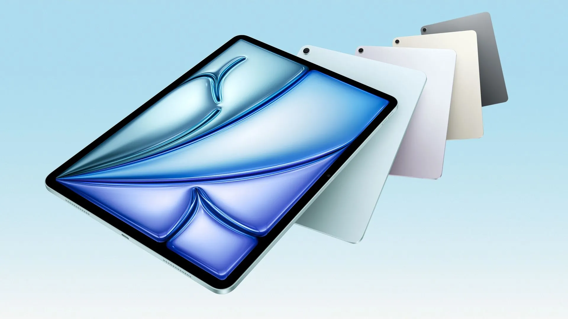 iPad Air M3 màu xanh trên một mặt phẳng
