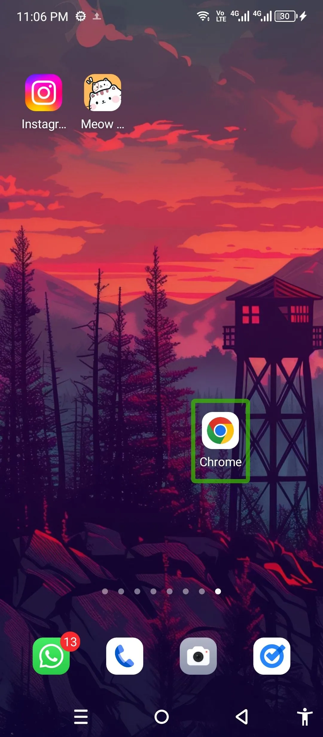 Khởi chạy ứng dụng Chrome với TalkBack được bật