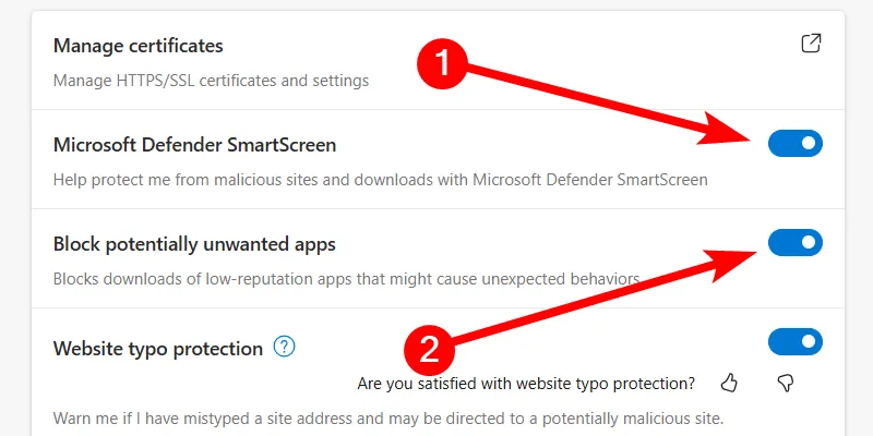 Kích hoạt Microsoft Defender SmartScreen trong Microsoft Edge