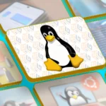 Linh vật Linux ở giữa màn hình với một số hình ảnh nổi bật của các bài viết bên cạnh.