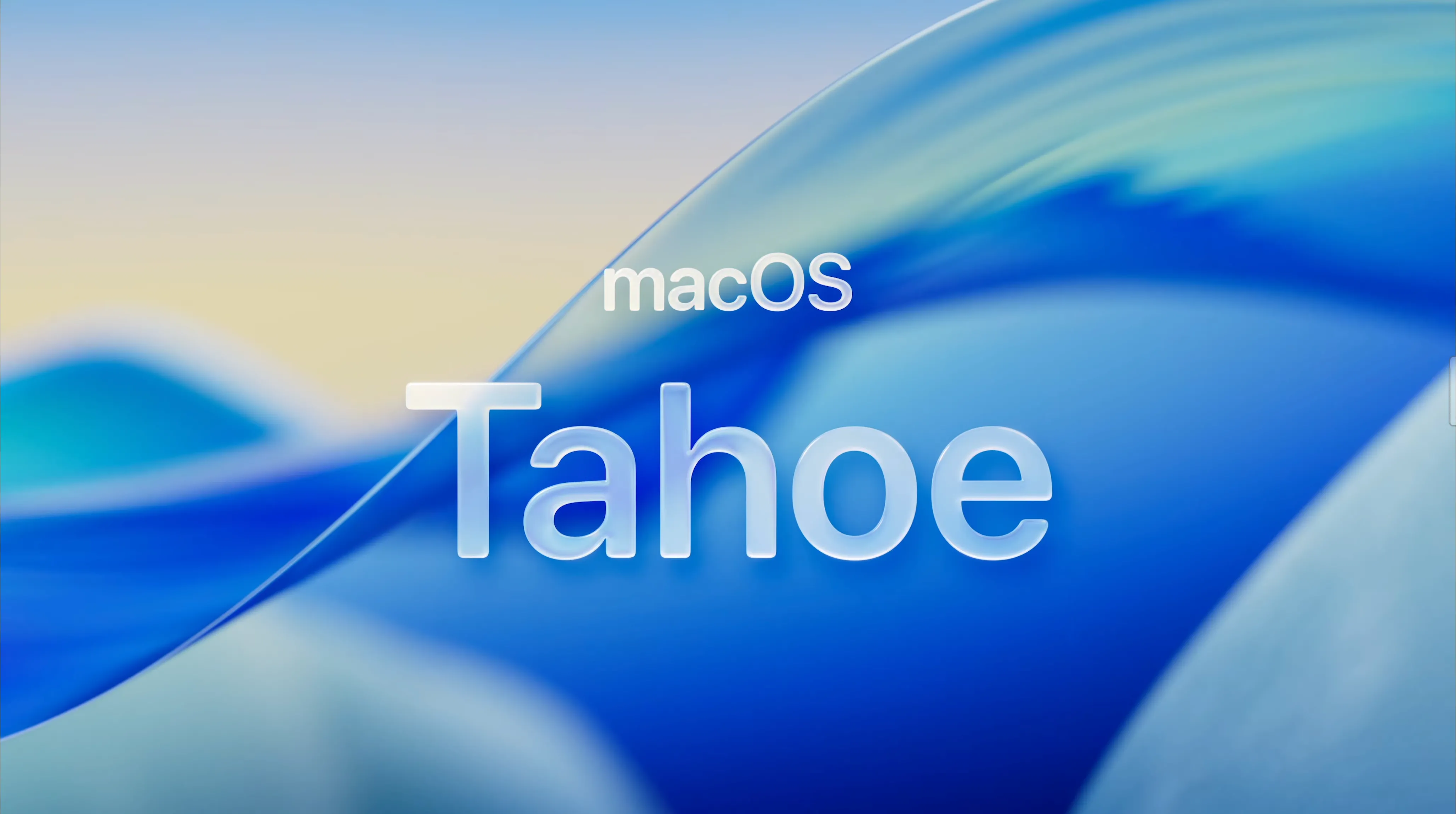Logo chính thức của macOS 26 Tahoe, thể hiện ngôn ngữ thiết kế Liquid Glass mới với hiệu ứng trong suốt và chiều sâu.